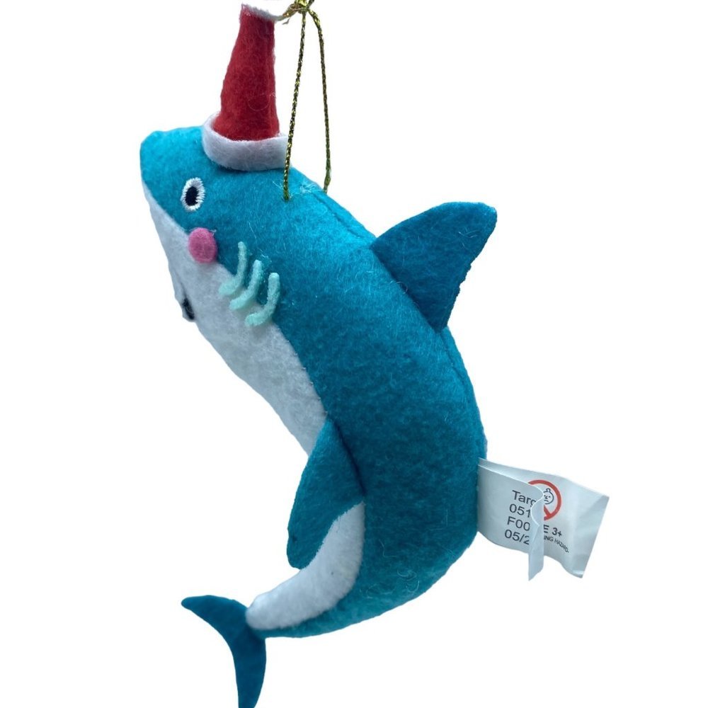 NWT Target Christmas Holiday Santa Hat Funny Shark Plushโ Ornament 6.25โ